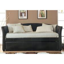 Trundle bed, brown kids' & toddler beds : Twin Size Dark Brown Faux Leather Daybed With Trundle Bed Fastfurnishings Com