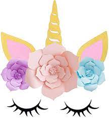 Image result for unicorn horn and ears template. Amazon Com Adido Eva Unicorn Paper Flower Backdrop Decorations For Girls Birthday Party Baby Shower Diy Unicorn Flower Backdrop With Glitter Giant Horn Ears Eyelashes Toys Games