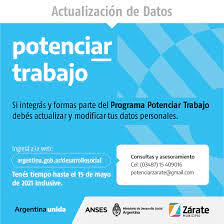 Avanza el programa potenciar trabajo en localidades de santa cruz #gobiernodesantacruz #programa atención: Programa Potenciar Trabajo El Municipio De Zarate Informa Sobre La Actualizacion Obligatoria De Datos Personales Mirazarate Com Ar