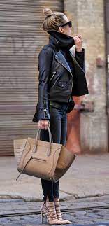 Edgy Style Turtle Neck Sweater Leather Coat And Heels Fashion Edgy Fashion Winter Fashion