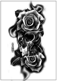 Skull Roses Smoke Tattoo Design Forearm Tattoos Digital Scarry Creepy Skulls Black And Grey Skull Rose Tattoos Smoke Tattoo Rose Tattoo Sleeve