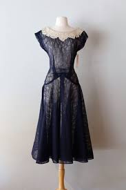 Vintage 1930s Blue Lace Cocktail Dress Vintage 30s Cocktail Dress Sheer Navy Cocktail Dress Vintage Cocktail Dress Lace Dresses