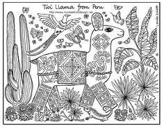 Tici Llama Comes From Peru In South America Llamas Are Very Sure Footed And Can Travel Over Difficult Coloring Pages Animal Coloring Pages Flag Coloring Pages