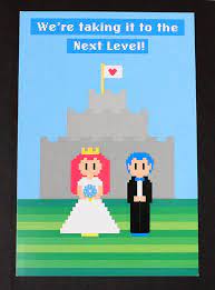 Video Game Wedding Invitation Postcard Style 8 Bit Wedding Invitation Nerd Wedding Invitation Recycled Paper Nerd Wedding Gamer Wedding Video Game Wedding