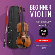 Beginner violin JV01 $148 (usual $198) comes with bow and case. Includes one year warranty, fully set up, tuned and ready to play.