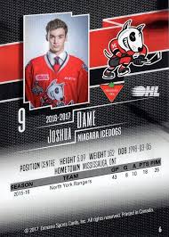 2016-17 Extreme Canadian Tire Niagara IceDogs (OHL) #6 Joshua Dame