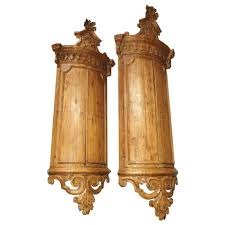Rare Pair Of 18th Century Hanging Corner Cupboards From Napoli Italy In 2020 Corner Cupboard Hanging Wrought Iron