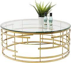 Gold glass living room table. Kare Jupiter Designer Coffee Table Round Modern Living Room Table With Glass Top Large Sofa Table Gold H W D 40 X 100 X 100 Cm Amazon De Home Kitchen