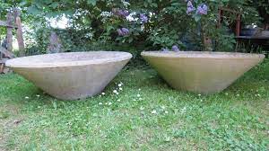 Set of 2 large vintage concrete cement planters g cherubs. 1970s Pair Of Large Circular Round Concrete Garden Planters For Sale At 1stdibs