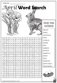 Cool April Word Search St Patrick Day Activities February Activity Chocolate Easter Bunny