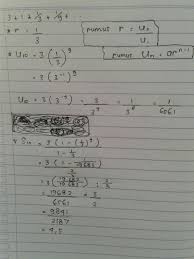 Barisan dan deret geometri konvergen. Diketahui Deret Geometri 3 1 1 3 1 9 Tenrukan Rasio Suku Ke 10 Jumlah 10 Suku Pertama Brainly Co Id