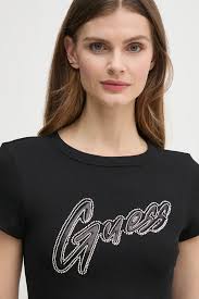 Tričko Guess, barva černá
