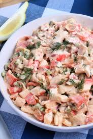 Imitation crab salad is a popular appetizer that can be served with a full course meal or like a light snack. Deli Style Crab Salad Love Bakes Good Cakes