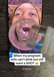 😂 When my pregnant wife can’t drink but still want a shot @Ivy S #pregnant  #wife #couple #funny #fyf