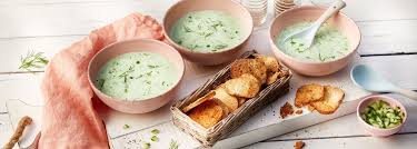 Kalte Gurkensuppe Mit Brotchips Rezept Rezept In 2020 Kalte Gurkensuppe Gurkensuppe Brotchips