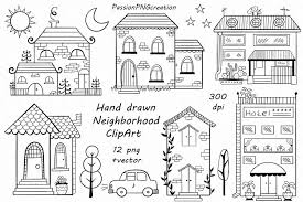 Black And White Simple Simple Clip Art House Clipart Digital Hand Drawn Neighborhood Clipart Png Vector Doodle Etsy How To Draw Hands Clip Art House Clipart