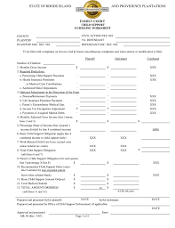 Child Support Guideline Worksheet Rhode Island Free Download