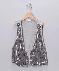 Pinc Premium Silver Sequin Knit Open Vest Girls