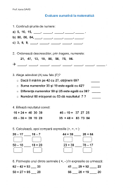 Test de evaluare matematica clasa 1. Ejercicio De Evaluare Sumativa