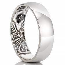 Fingerprint Wedding Band Men S Fingerprint On Inside Of Wedding Band Fingerprint Wedding Bands Fingerprint Wedding Gold Topaz Engagement Ring