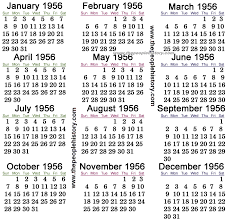 1956 Calendar I Was Born On A Monday 1950 S 1970s Verjaardag