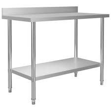Tall which is ideal for cooking and working. Kitchen Work Table With Backsplash 120x60x93 Cm Stainless Steel