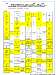 Simplifying Algebraic Rational Expressions From 4 The Love Of Math On Teachersnotebook Com 2 Pages Rational Expressions Algebra Activities Teaching Algebra