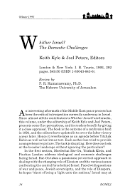 Whither Israel? The Domestic Challenges:Keith Kyle, Joel Peters, Editors