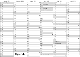 In 7 farben als pdf. Kalender For 2021 Med Helligdage Og Ugenumre Ugekalender Online Arskalender Med Uger Til Print A4 Gratis Download Pdf