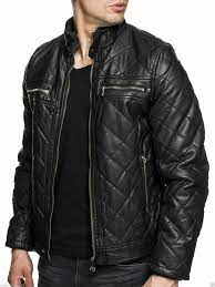 100% Men's Real Quilted Genuine Black Leather Biker Smooth Jacket Men NFS  649 | eBay