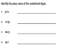 Decimal Place Value Worksheets
