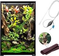 67 Gallon Large Reptile Terrarium 24"x18"x 36" Glass Paludarium Tank with  10” Deep Base, Siphon Gravel Cleaner Set and Plants Growing Cotton Mat ...