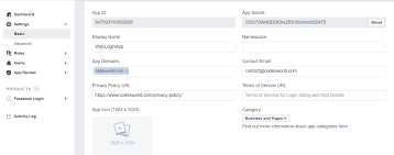 See more at my blog: Create Facebook Developer App Id Secret Codexworld Codexworld