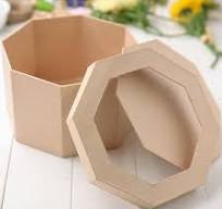 Paper Mache Picture Frame Octagon Box - Octagon Papier Mache Cardboard Gift  Box with Lid for Treasured Keepsakes (8-1/2" L x 8 W x 5" H)