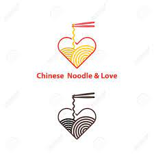 noodle restaurant and food with heart shape logo vector design chinese noodle logo design template taste of asia logo te logo design vector logo logo templates