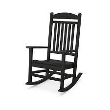 polywood grant park black plastic outdoor rocking chair r105bl the home depot in 2021 outdoor rocking chairs rocking chair trex outdoor furniture