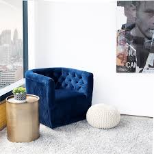 Rose Mid Century Modern Navy Blue Velvet Swivel Accent Chair Ash4940