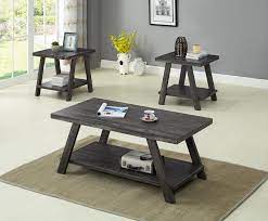 A set of four coffee cups and saucers called arctica resta. 3 Pc Grey Wood Coffee Table Set With Shelf Affordable Mattress And Furniture