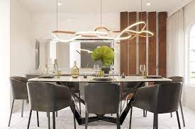Pendants above dining tables are essential if you're in an open plan space. The Perfect Height For Your Dining Room Chandelier
