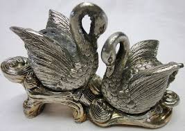 Sterling Silver Bird Salt And Pepper Shakers Vintage Elegantornate Plated Silver Swans Shaped Salt Pepper Shaker Estate Set Salt Pepper Shakers Silver Swan Stuffed Peppers