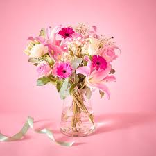 Pink Typography With Flowers On A Cream Background New Baby Girl Card