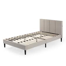 The 10 inch height is low for us; Zinus Maddon Beige Upholstered Twin Platform Bed Frame With Usb Ports Online In Us Fulpy Us
