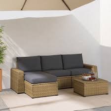 Solleron 3 Seat Modular Sofa Outdoor With Footstool Brown Froson Duvholmen Dark Gray Ikea Outdoor Furniture Sofa Modular Living Room Furniture Modular Sofa