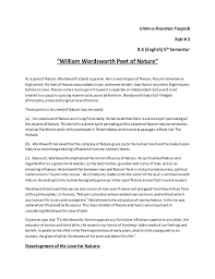 Poems on the naming of places: William Wordsworth Poet Of Nature