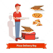 Delivery Boy Holding Pizza Cardboard Box Pizza Delivery Boy Delivery Delivery Bag