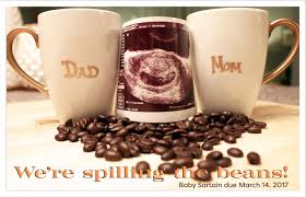 We Re Spilling The Beans Coffee Themed Baby Announcement Coffee Baby Shower Baby Announcement Photoshoot Fun Baby Announcement