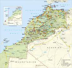 Die schönsten strände marokkos auf einer karte. Landkarte Entfernungen Marokko