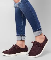 The relaxed look and feel allows you to explore your passions and experience new places with the confidence your feet will. Hey Dude Wendy Sox Shoe Women S Shoes In Burgundy Buckle