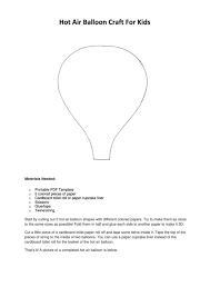 Free printable hot air balloon pattern. Hot Air Balloon Craft For Kids Printable Pdf Download