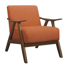 Angled side panels flank the sides of the chair's high back. Lexicon Damala Collection Retro Inspired Wood Frame Accent Chair Seat With Polyester Fabric For Living Rooms And Offices Orange Target